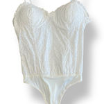 AQUA Eyelet Bustier Bodysuit Womens Size M White Cream Boho Minimalist Photo 0