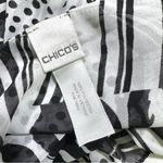Chico's Black White Abstract Print Sheer Ruffled Scarf Photo 5