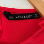ZARA  Women’s Red Long Sleeve Blouse with Pearl Accent Buttons in Size M Photo 2