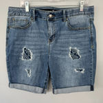 Lincoln Outfitters Distressed Patched Med Wash Jean Shorts Women's Plus Size 16 Photo 0