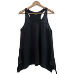 Eileen Fisher Black Linen Swing Flowy Handkerchief Hem Racerback Tank Top Small Photo 2