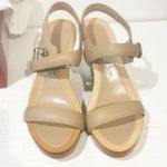 Salvatore Ferragamo  Size 7C Tan Leather Wedge Strappy Sandal NEW Photo 2