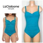 Liz Claiborne New teal ruched swimsuit. Photo 11