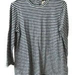 Free People WE THE FREE Navy & White Striped 3/4 Sleeve Cotton Top - Open Back w/ Buttons s Photo 0