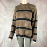 PaperMoon  Brown/Black Striped Cotton Mock-neck Sweater SMALL Photo 4