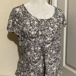 Pilcro Shirt Womens Large Gray Black Tiger Print Short Sleeve Cotton Casual Photo 0