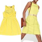 J.Crew Yellow Lace Fit Flare Dress Sleeveless Knee Length 6 Brunch Feminine Photo 1