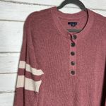 American Eagle  Varsity Stripe Henley Pullover Sweater Size Medium Photo 6