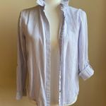 Sigrid Olsen  Linen Blend Roll Sleeve Button Down Striped Shirt Photo 0
