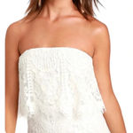 Lulus NWT  Delia White Lace Strapless Midi Dress Bridal Party Size S Photo 2