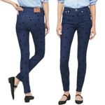 J.Crew Jeans Womens 27 9" High Rise Toothpick Skinny Blue Velvet Polka Dot Photo 1