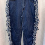 Womens Fringe High Rise Denim Jeans Small Cowgirl Western‎ Country Music Concert Blue Size 28 Photo 0