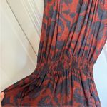 Peruvian Connection  rust brown floral drop smock waist dress size medium. Photo 1