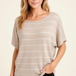 Max Studio  women linen top hi-low striped Sz M oversized Photo 0