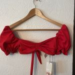 Agua Bendita NWT  x REVOLVE Romina Bikini Top Red Puff Sleeve Size Medium Photo 3