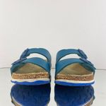 Birkenstock Two Tone Blue Leather Arizona Dual Strap Summer Slip On Sandals Photo 6