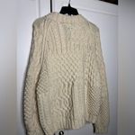 Carraig Donn Irish Wool Cableknit Aran full zip Sweater White Size M Photo 6