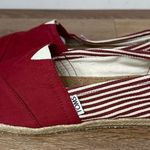 Toms NWOT  Red White Striped Slip On Flat Shoes, Size 7.5 Photo 1