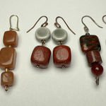 Stone Bead Dangle Drop Pierced Earrings Lot Of 3 Beaded Photo 0