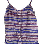 Xxi Purple Striped Button Up Tank Top Womens Sz S 100% Silk Lightweight Photo 0