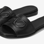 Naturalizer  Genevieve Black Leather Slide Sandals Photo 0
