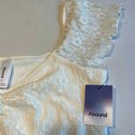 Abound  Womens Small White Lace Cap Sleeve Top Womens Small‎ Cute Summer Crop Top Photo 2