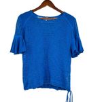 Free People F Babes Only Lasting Laguna Blue Flutter Sleeve Open Knit Top large Photo 1