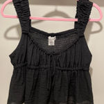 Lotus & Lavender Cropped Black Babydoll Cami Smocked Tank Top Photo 0