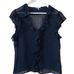 Metro 7 Cap Sleeve Sheer Ruffled Top size XL Black Photo 0