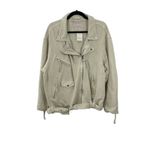 Free People NWT  We The Free Rebel Rebel Cotton Vanilla Creme Moto Jacket‎ Size M Photo 3