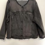 Lane Bryant Plus Size Black Denim Deconstructed Jean Jacket Distressed Cotton 28 Photo 3