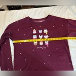 LC Lauren Conrad Lauren Conrad Feline Fine Cat Sweatshirt Womens S Burgundy Cozy Lounge Chic Photo 4