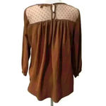 Signature Studio  Small Peasant Style Blouse Mesh Design Polka Dot Photo 3