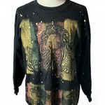 Vintage Hand Painted Animal Print Sweatshirt Lion Tiger Panther Gold Splatter Black Size undefined Photo 0