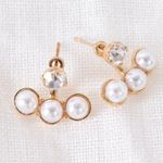 Boutique Triple Pearl Drop Stud Earrings Photo 0