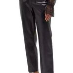 Paige  Kina Faux Leather Belted High Rise Straight Leg Pants Black 12 Photo 0