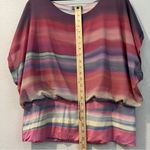 Joseph A. Pastel Multicolor Striped Flowy Chiffon Dolman Sleeve Top Size XL Photo 10