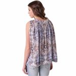 Free People Darcy Swing Tank Oversize blue Bohemian Pattern V-Neck hi low top Photo 2
