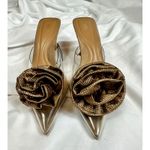 ZARA Shiny Embellished Flower Vinyl Mules Beige 39 (8) Photo 4