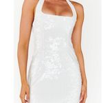 Show Me Your Mumu Samba Mini Dress in White Liquid Sequins XS NWT Photo 1