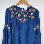Blue Rain  Dress Women Size XS NWT Blue Floral Embroidery Boho Spring Western Photo 2