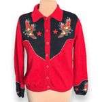 Tiara International Vintage  Western Cardigan Cowboy Boot Knit Sweater Medium Photo 7