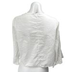 ZARA  White Floral Embroidered Eyelet Long Bell Sleeve Henley Shirt Blouse Top M Photo 1