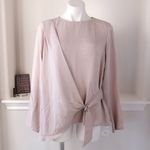 Paraphrase Blush Pink Top Overlay Tie Front Long Sleeve Blouse Size UK 14 NWT Photo 2