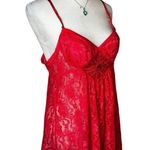 Vintage Red Lace Sequin Babydoll Negligee Lingerie Sexy Sheer Slip Cami Tank Top Size L Photo 1