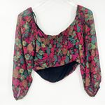 Free People NEW  Oh Lala Floral Puff Sleeve Crop Top S Photo 2