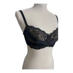 Adore Me Black Floral Lace Sheer Underwire Bra Size 34D Scalloped Lingerie Photo 10