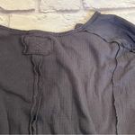 Free People charcoal Grey gray Waffle Knit Long Sleeve Thermal M Photo 3