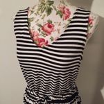 Merona Black White Stripe Casual Dress Drawstring Belted Photo 1