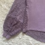 Anthropologie Top Eyelet Sweatshirt Sweater 100% Cotton Lavender Purple Sz S Photo 7